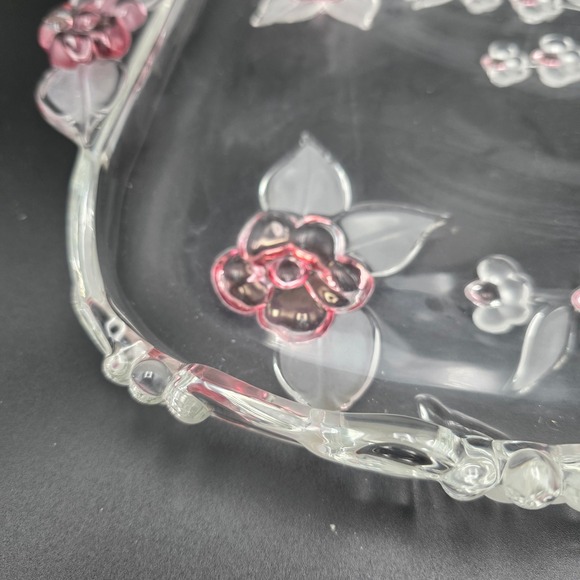 Vintage Pink Floral Depression Glass Serving Tray (16") - Picture 3 of 4